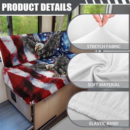 SEANATIVE RV Sofa Split Seat Cover 2-Piece Eagle American Flag Dinette Cushion Covers Replacement Camper Couch Cover Sofa Seat Cushion Slipcovers Dust Proof Bench Slip Cover Rectangle - color: Eagle American Flag