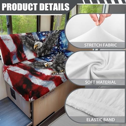SEANATIVE RV Sofa Split Seat Cover 2-Piece Eagle American Flag Dinette Cushion Covers Replacement Camper Couch Cover Sofa Seat Cushion Slipcovers Dust Proof Bench Slip Cover Rectangle - color: Eagle American Flag