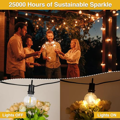 ZJOJO 50FT Outdoor String Lights, G40 Globe Outdoor Lights with 25 Shatterproof LED Bulbs 2700K,IP65 Waterproof Patio Light - size: 50FT-25