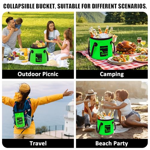 20L Collapsible Bucket 5 Gallon Water Container Folding Water Bucket with Handle Portable Wash Basin - color: Blue & Dark Green, size: 20L-2Pcs