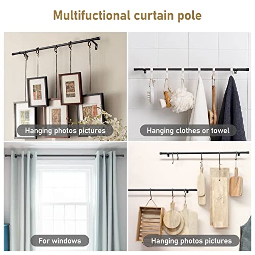 Basic Window Curtain Rods 48 to 72” - 5/8 Inch Small Curtain Rods 2 Pack - Heavy Duty Rustic Drapery Rods with Brackets - Matte Black - size: 48''-72''(2pcs)