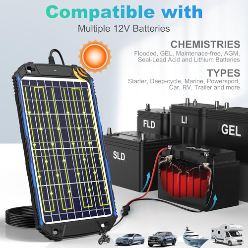 SUNER POWER Waterproof 10W 12V Solar Battery Charger & Maintainer Pro, Built-in UltraSmart MPPT Charge Controller, 10 Watt Solar Panel Trickle Charging Kits for Car Automotive Boat Marine RV Trailer - size: BC-10W Pro