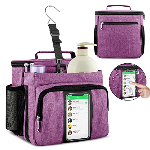 Bukere Portable Shower Caddy College Dorm Room Essential, Shower Caddy Tote Bag for Student, Girl, Women, Separate Compartment, Large Capacity, Quick Dry Mesh Base for Travel, Gym, Camp, Purple - color: Purple