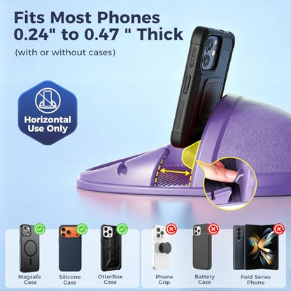 Loncaster Car Phone Holder, Car Phone Mount Silicone Car Pad Mat for Various Dashboards, Slip Free Desk Phone Stand Compatible with iPhone, Samsung, Android Smartphones, GPS Devices More (Purple) - color: Purple