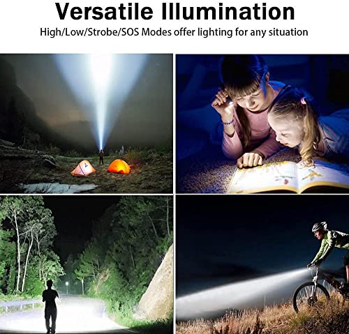 Hoxida LED Tactical Flashlight Rechargeable, IPX6 Waterproof Flashlight, 2000lm, Super Bright LED, Zoomable, Pocket-Size Small LED Flashlight for Hiking, Camping, Emergency - with Carry Case - color: 2pcs Flashlight with case