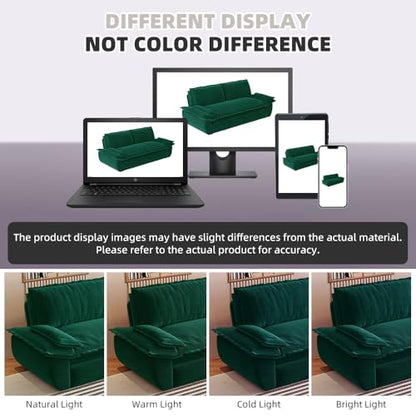 KEIKI 73.2" Pull Out Sofa Bed Queen, 3-in-1 Convertible Sleeper Couch with Smooth Rolling Wheels, Velvet Futon Sofa Bed for Guest Room Bedroom Overnight Sleeping Space Saving Couch - color: Green, size: 73.2 Inch Queen