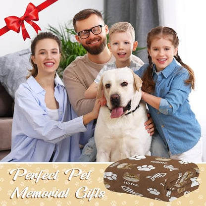 Personalized Cat Face Blanket with Paw Bones, Custom Pet Memorial Blankets, Personalized Cats Blankets with Name Face, Customized Throw Blanket Gifts for Pet Lovers Cat Dad Mom - color: Design11