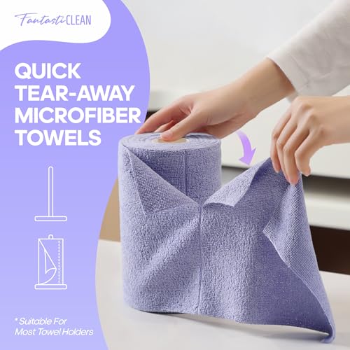 Fantasticlean Microfiber Cleaning Cloth Roll 4 Rolls 240 Pack, Tear Away Paperless Towels, 8" x 8", Reusable Washable Rags, House Kitchen, Pet, Office, Indoor Outdoor, Portable (2Pink 2Light-Purple) - color: 2pink 2light-purple