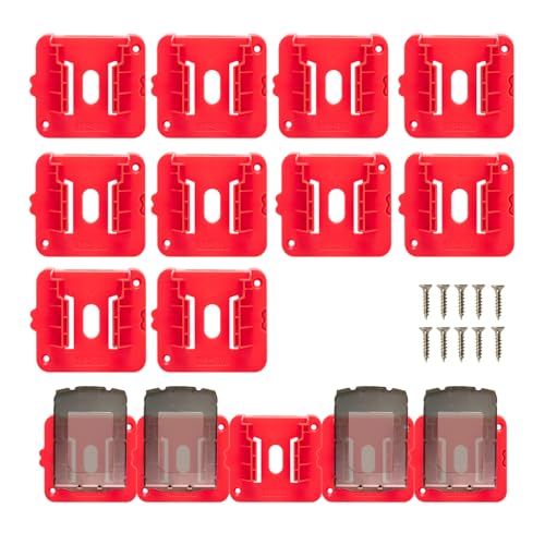 10 Pack Battery Holder Fit for Milwaukee 18V Battery, Wall Mount Batteries Storage Organizer for Work Van, Shelf, Toolbox for 48-11-1815 for 48-11-1828 for 48-11-1850 for 48-11-1860