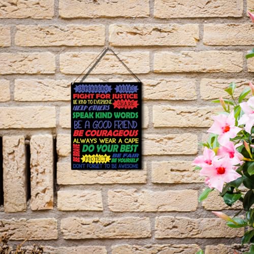wall-pediments MP 470 Superhero Rules Kids Room Plaque, 6.7 x 10 Inches Inspirational Superhero Decor - color: Generic 9955