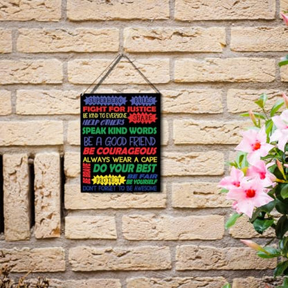 wall-pediments MP 470 Superhero Rules Kids Room Plaque, 6.7 x 10 Inches Inspirational Superhero Decor - color: Generic 9955