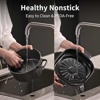 N74SNA Hot Pot Electric, Multi-Cooker 2.5 Quart Grill Steamer Set, PFOA-Free Nonstick for Steak, Soup, Fried Rice, Oatmeal, Egg, Ramen with Power Adjustment - size: Dual-Handle Pot