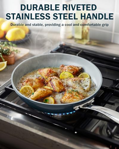 Cook N Home Classic Nonstick Cookware Set, Pots and Pans Cookware Set with Glass Lids and Comfortable Handles, Induction Compatible, 10-Piece, Blue - color: Blue