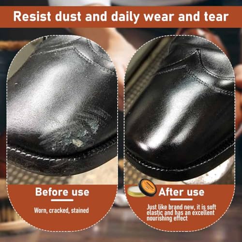 9-in-1 Shoe Polish Kit with 3 Brushes, 2 Shoe-Polishes and more, Shoe-Shine-Kit for Leather Shoe Boot Cleaning and Care(COLOR:Brown)