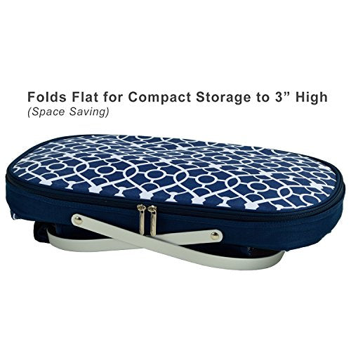 Picnic at Ascot Patented Insulated Folding Picnic Basket Cooler- Designed & Quality Approved in the USA - color: Trellis Blue