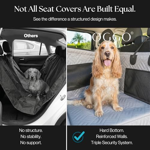 Dog Car Seat Cover with Hard Bottom – Back Seat Extender for Dogs Up to 35 lbs, Waterproof Non-Slip Hammock, Rigid Reinforced Base with Triple Security System, Storage Pockets, fits Cars SUVs Trucks - color: Gray