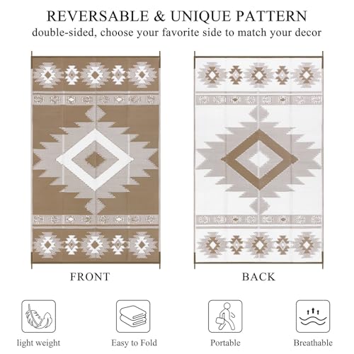Outdoor Rug 8x10 ft for Patios Waterproof Reversible Plastic Straw Rug Patio Mat Clearance Outdoor RV Camping Mat Outside Area Rug Carpet for Porch,Deck,Camper,Balcony,Backyard