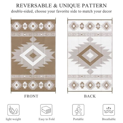 Outdoor Rug 8x10 ft for Patios Waterproof Reversible Plastic Straw Rug Patio Mat Clearance Outdoor RV Camping Mat Outside Area Rug Carpet for Porch,Deck,Camper,Balcony,Backyard