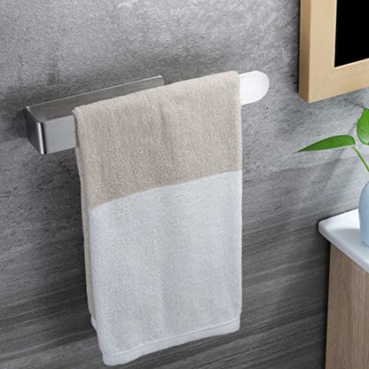 Taozun Towel Holder 11.8 Inch Brushed Hand Towel Rack Bathroom Towel Bar Adhesive Towel Ring Stainless Steel Hand Towel Hanger, Stick on Wall - color: Silver, size: 12-inch