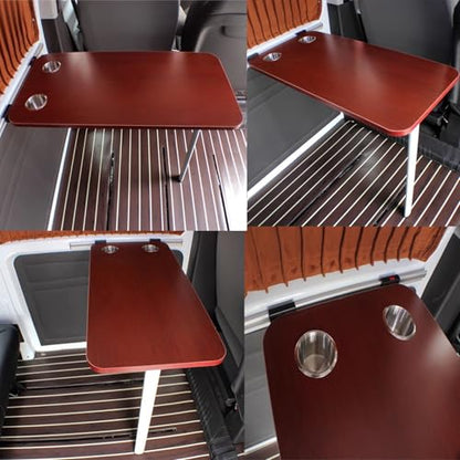 RV Folding Wall Table, Folding Camp Table with Reserve Sink Cup Detachable RV Table Folding Table for Small Space MPV Caravan Boat Yacht(Brown) - color: Brown