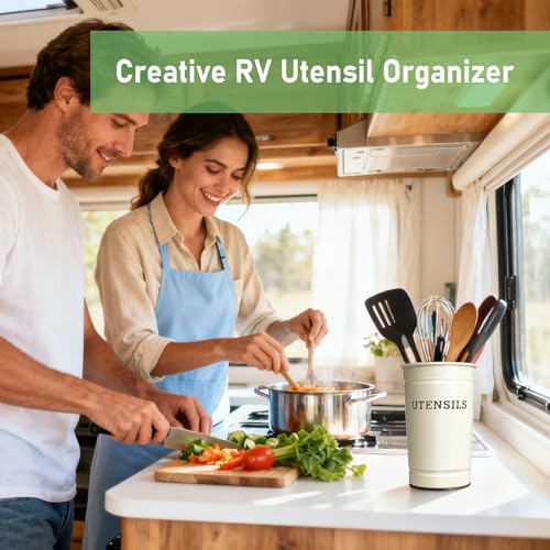 Kevenal Magnetic RV Utensil Holder, Anti-Slip Cutlery Organizer for RV, Camper Storage Organizer with Adhesive Magnet, Off-White