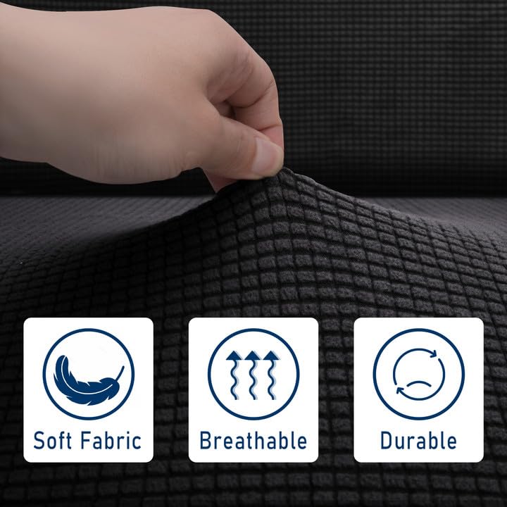 Tlswshsy RV Dinette Cushion Covers-Stretchable Loveseat Sofa Furniture Protector -Elastic Camper Cushion Slipcoversfor RV Camper Car Bench (Black) - color: Black