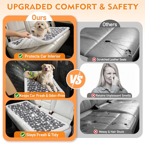 Backseat Dog Bed Mat for Car, Non-Slip Scratch-Resistant Dog Car Seat Cover, Soft Thick Pet Travel Cushion, Washable Back Seat Protector Blanket for Cars SUVs Trucks, 53 x 24 Inches - color: Grey Star Pattern