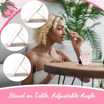 Geelin 12 Pcs Compact Mirror Bulk Mini Pocket Mirrors for Women Travel Folding Mirror Portable Hand Mirrors for Graduation Party Gift Camping Office Home(Pink Rose) - style: Pink Rose