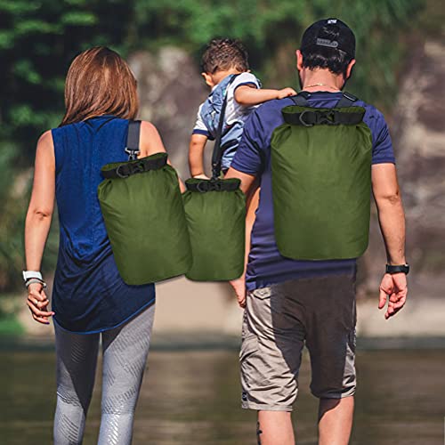 Pimoys 5 Pack Waterproof Dry Sacks, Lightweight Outdoor Dry Bags 20L /12L / 10L/ 6L/ 3.5L Ultimate Dry Bags for Kayaking Camping Rafting Boating - color: Green