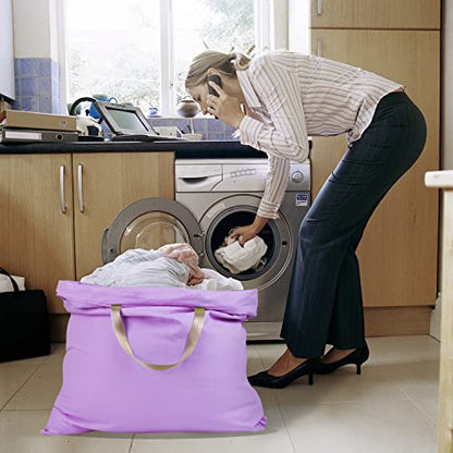 Cotton Canvas Laundry Bag with Handles & Drawstring Straps, Heavy Duty Extra Large Laundry Bags for Laundromat and Household, 25.5x34 Inch, Purple - color: Purple