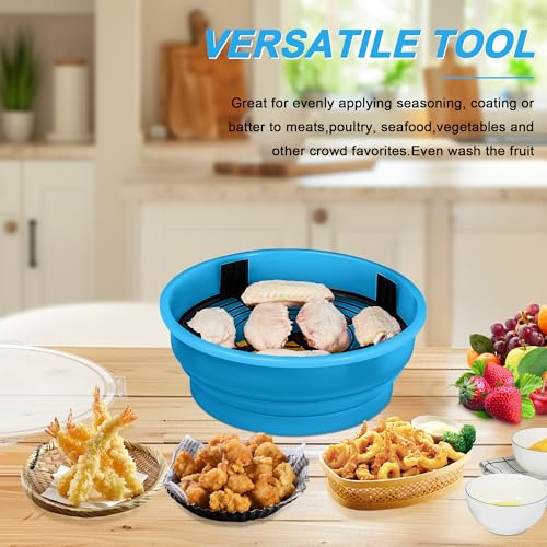 FJNATINH Collapsible Batter Bowl - Mess Free Better Breader Shaker Bowl with Lid Breading Shaker Container - Great for Fried Fish, Fried Chicken, Onion Rings, Wings,No Leak,Easy to Store,Sky Blue - color: Sky Blue