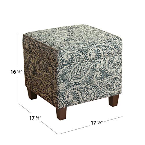 HomePop 18" Classic Square Storage Ottoman - Gray Paisley Blue - color: Gray and Navy