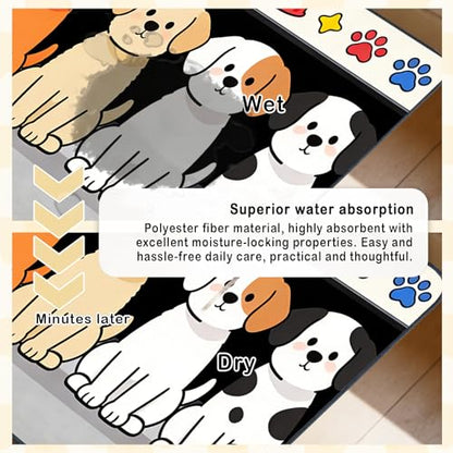 Nuxovilar Pet Food Mat Dog Supplies Cute Canine-Themed Polyester (23.62×17.71 inches) Bowl Water Spill Pad Feeding Gear for Home, Feeding Area, Pet Station - color: Mi07690