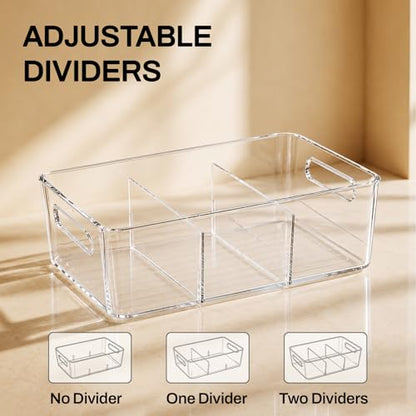 Mpotmiy Pantry Organizers and Storage , 8 Pack Snack Organizer for Pantry Shelf,Food Storage Bins with Divider,Clear Containers for Organizing,Transparent Plastic Basket,Refrigerator and Fridge Bins - style: 8pack