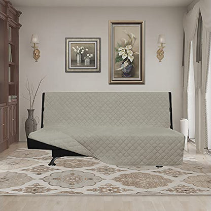 Easy-Going Futon Sofa Slipcover Reversible Sofa Cover Armless Couch Cover Water Resistant Pets, Kids, Children, Dog, Cat (Beige/Beige) - color: Beige/Beige, size: Large Futon