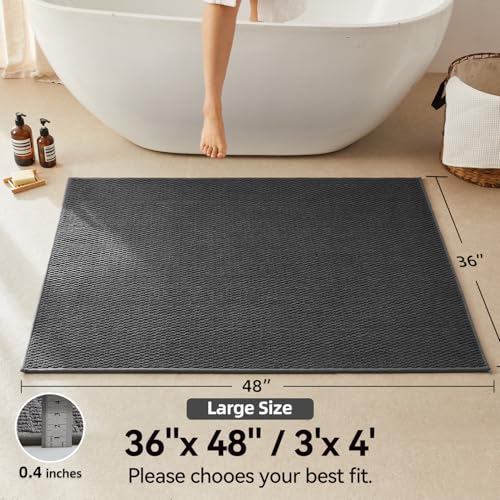 Triohero Large Bathroom Rugs Non Slip Washable Bath Rugs Super Absorbent Bathroom Rug Thin Quick Dry Low Pile Bath Mats, Dark Grey 36"x48" - color: Dark Grey, size: 36"x48"