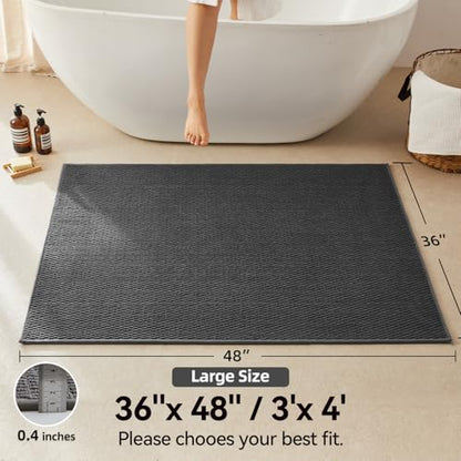 Triohero Large Bathroom Rugs Non Slip Washable Bath Rugs Super Absorbent Bathroom Rug Thin Quick Dry Low Pile Bath Mats, Dark Grey 36"x48" - color: Dark Grey, size: 36"x48"