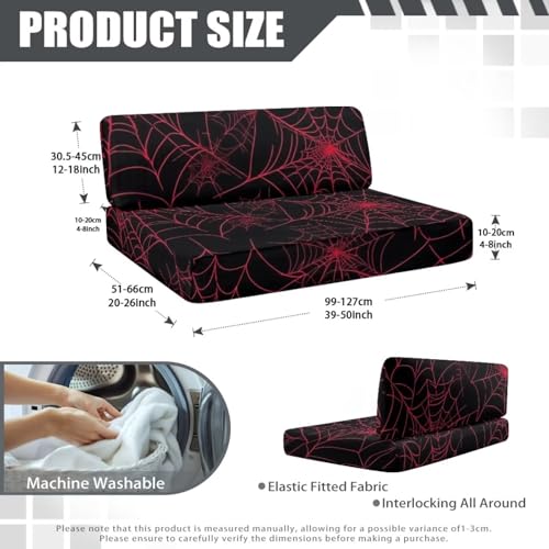 RV Dinette Cushion Covers Red Spider Web Stretch Camper Cushion Cover Booth Seats Replacement RV Cushion Covers Washable Sofa Furniture Protector - color: Red Spider Web