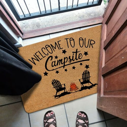 Welcome Camping Coir Door mats Rug, Rv Camping Accessories, Rv Furniture Outdoor Patio Mat 17x30 - color: Campsite