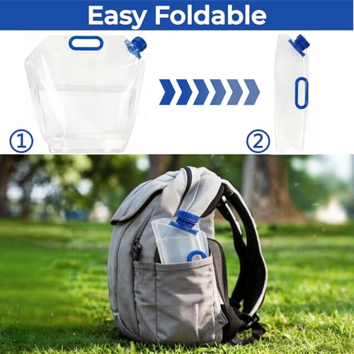 AVLA 6 Pack Collapsible Water Container Bag, 1.5 Gal Clear Plastic Foldable Storage Jug, No-Leak Freezable Camping Carrier Tank, Folding Hiking Hydration Canteen for Outdoor Sport Riding Mountaineer