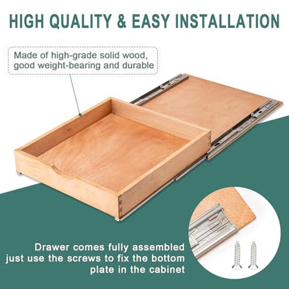 Pull Out Drawers for Kitchen Cabinets, Fully Assembled Wood Cabinet Pull Out Drawer, Pull Out Cabinet Organizer, Fast and Easy DIY Installation, 23”W x 21”D - size: 23”W x 21”D