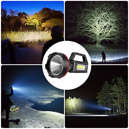 Rechargeable Spotlight Flashlight, High Lumens Handheld Spotlight,LED Searchlight with Shoulder Strap and USB Output for During Hurricane,Emergency, Storms,Hunting , Hiking, Camping(Black Pack of 2) - color: Black2