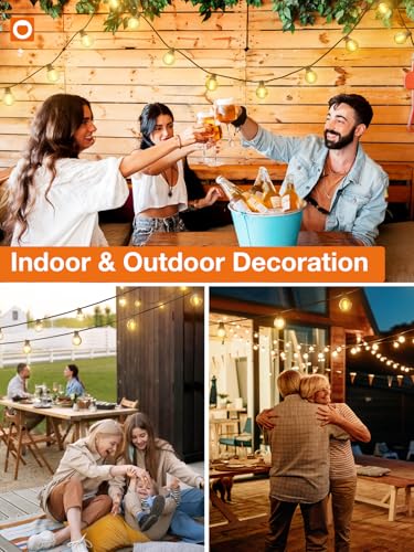 addlon 100FT(2-Pack*50FT) Outdoor String Lights, G40 Globe LED Patio Lights Waterproof with 54 Shatterproof Bulbs(4 Spare), ETL Dimmable Outside Hanging Lights Connectable for Yard Garden Backyard - size: 100FT(50 Sockets)