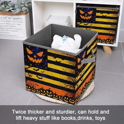 Halloween Flag Foldable Storage Box with Handle Organizer Containers for Home Office Clothes Office Supplies - color: style-9