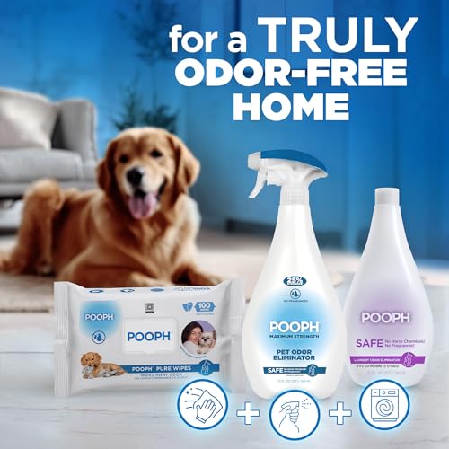 POOPH Plus Maximum Strength Pet Odor Eliminator Spray 32 oz for Dogs & Cats — Heavy Duty Urine, Poop & Pee Odor Remover for Carpet, Furniture, Litter Box & Hard Floors, Unscented - size: 32 Ounce (Pack of 1)