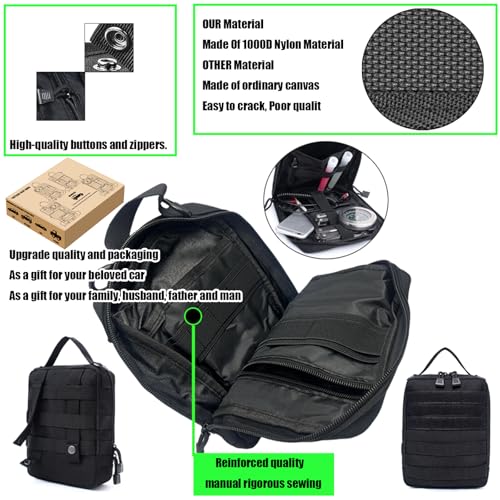6 Pack Tactical Molle Car Seat Back Organizer Tactical Vehicle Panel with 5 Detachable Molle Pouch for Car Truck Ford Jeep Vehicle,US Patch Automotive Organizer For Man (5 Pouches) - style: 5 Pouches