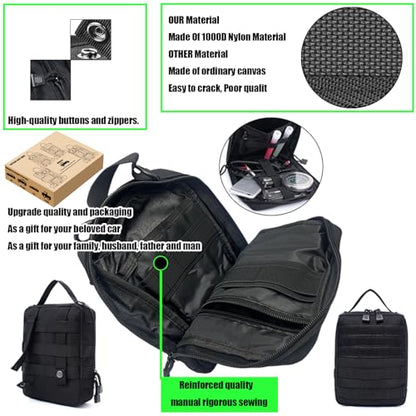 6 Pack Tactical Molle Car Seat Back Organizer Tactical Vehicle Panel with 5 Detachable Molle Pouch for Car Truck Ford Jeep Vehicle,US Patch Automotive Organizer For Man (5 Pouches) - style: 5 Pouches