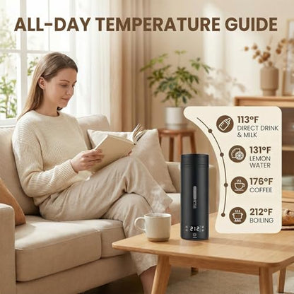 Portable Electric Kettle （120V）, Travel Tea Kettle, 316 Stainless Steel Premium Liner, 4-speed Temperature Adjustment with Auto Shut-off and Boil-Off Protection black - color: black