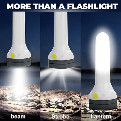 Flashlight Lantern Combo Rechargeable, 2-in-1 LED Flashlight with 360° Camping Lantern & Emergency Strobe, Compact Light for Camping, Power Outage, Car
