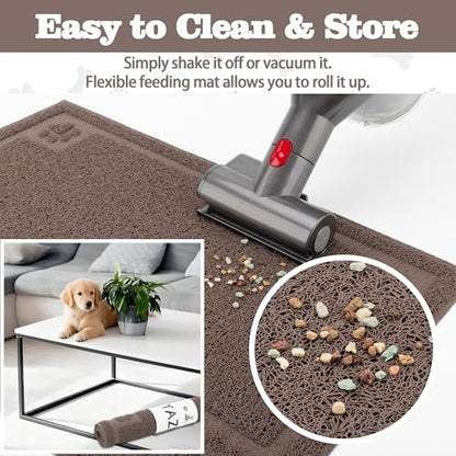 Darkyazi Pet Feeding Mat Large for Dogs and Cats,24"×16" Flexible and Easy to Clean Feeding Mat,Best for Non Slip Waterproof Feeding Mat. (Coffee) - color: Coffee